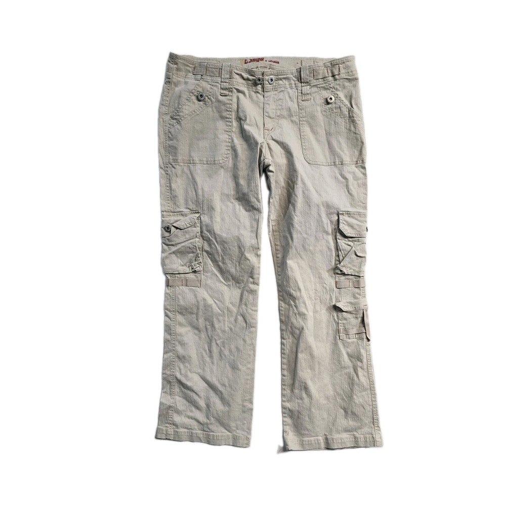 Bongo Women's Cargo Pants  Wide Leg 15 Beige  Ramie